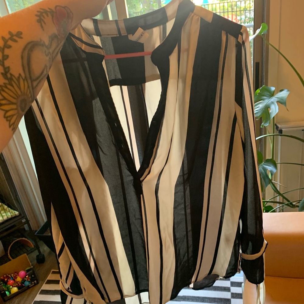 Sheer Striped Work Blouse